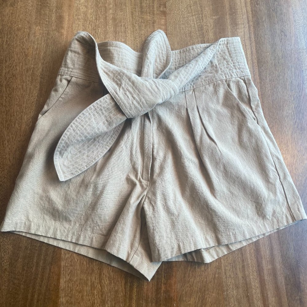 Free People Tan Front Tie Shorts